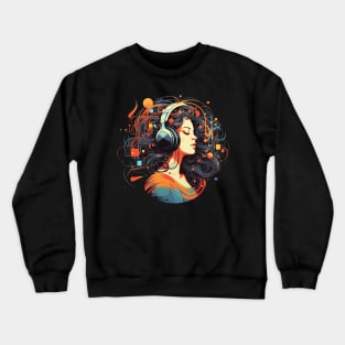 Music Vibes Girl with Headphones Crewneck Sweatshirt